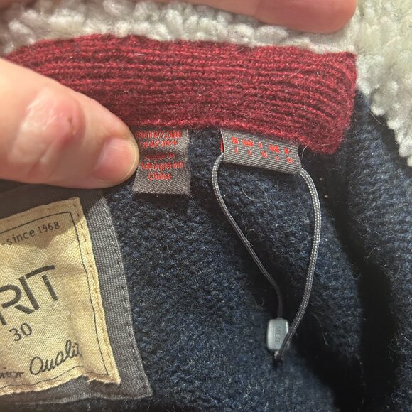 Vtg Esprit Men's Lambswool Hoodie Full Zip Navy Sz L Pockets Cozy Cabincore Ski - Picture 5 of 9
